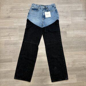 NWT Piral Bicolor High Waist Chap Jeans Blue Black Women Small